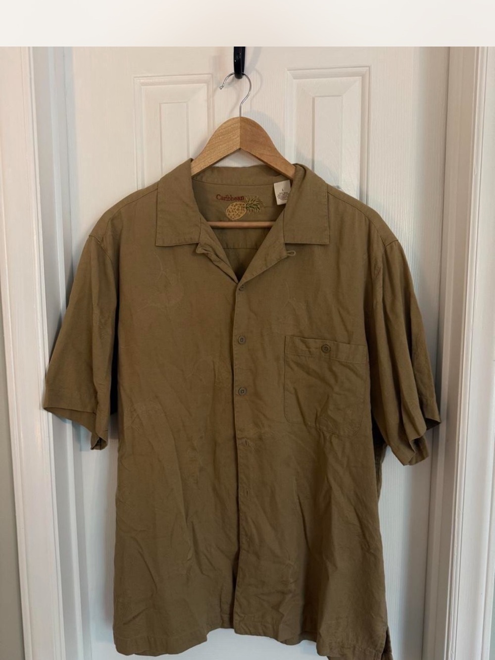 Caribbean Olive Brown Short-Sleeve Button-Down Shirt